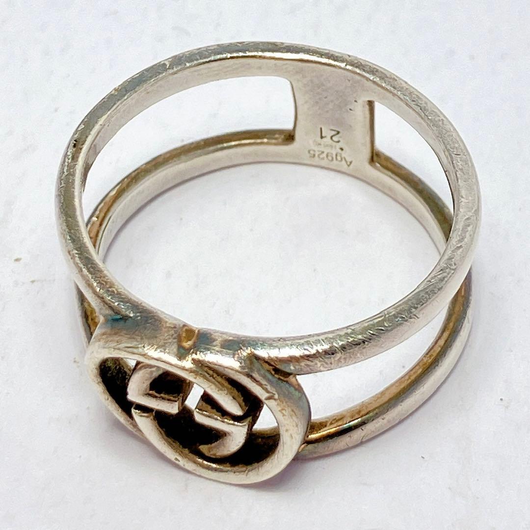 3139◯ GUCCI シルバー925 オープンリング ロゴデザイン サイズ21