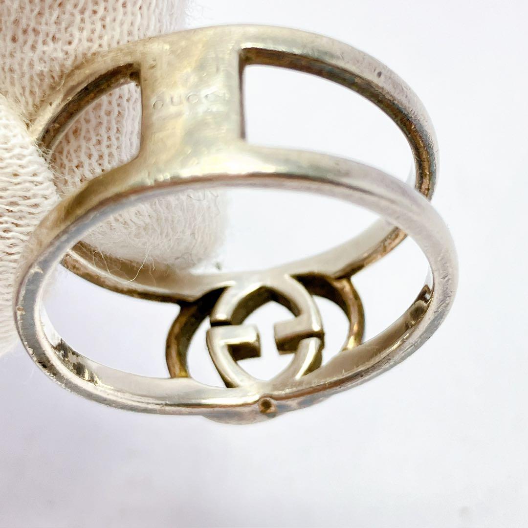 3139◯ GUCCI シルバー925 オープンリング ロゴデザイン サイズ21