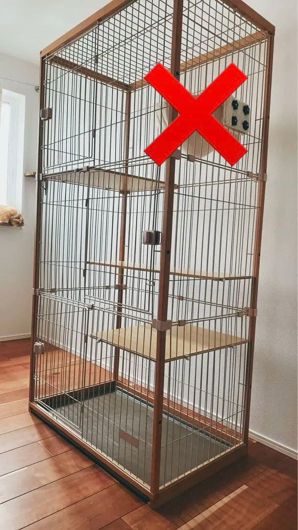 引き取り限定】BTM 猫 ケージ 木製 2〜3段 ナチュラルカラー