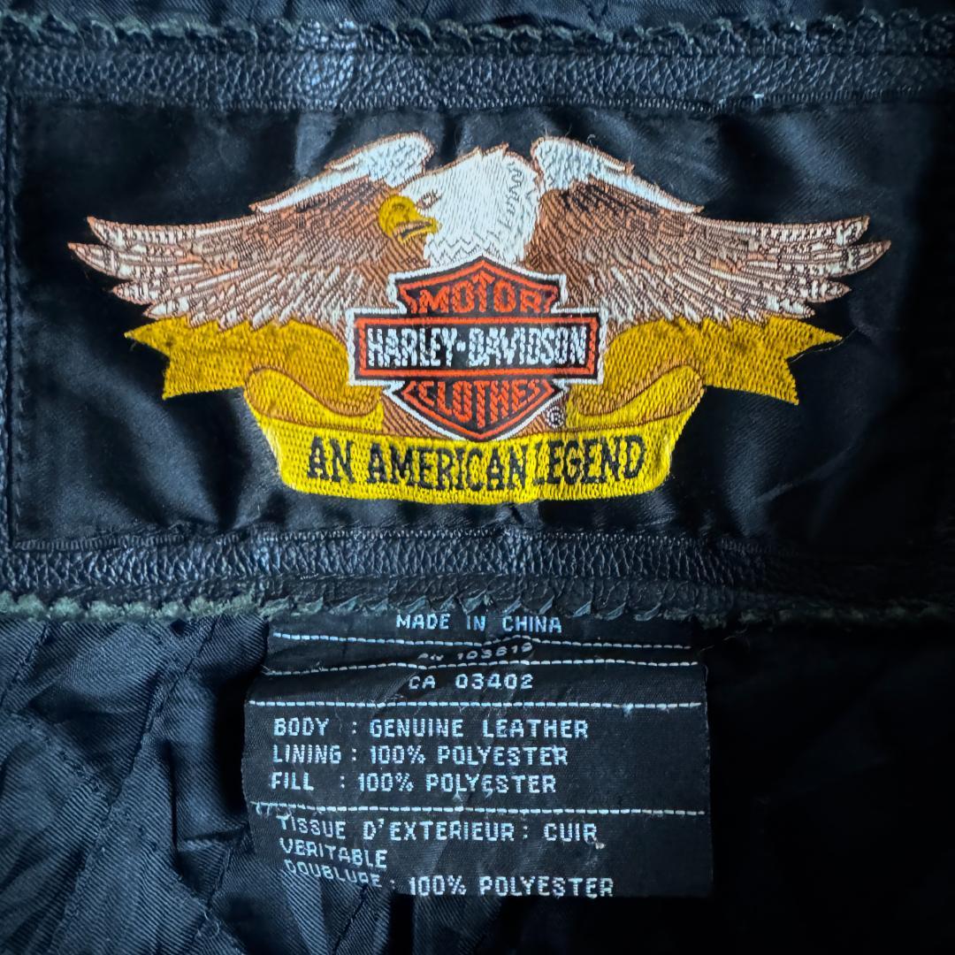 ファイヤーパターン☆刺繍デザイン】ハーレーダビッドソン レザー