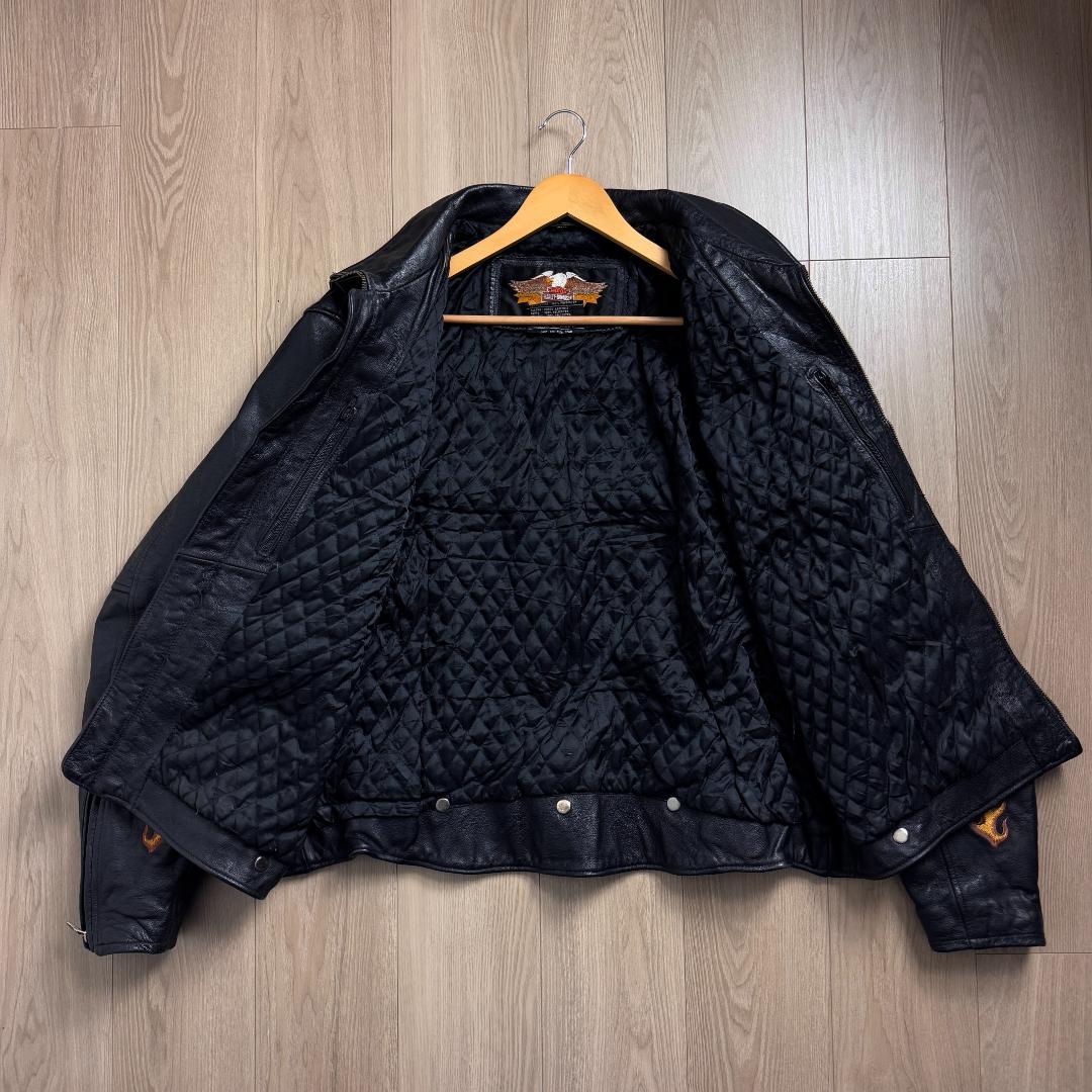 ファイヤーパターン☆刺繍デザイン】ハーレーダビッドソン レザー