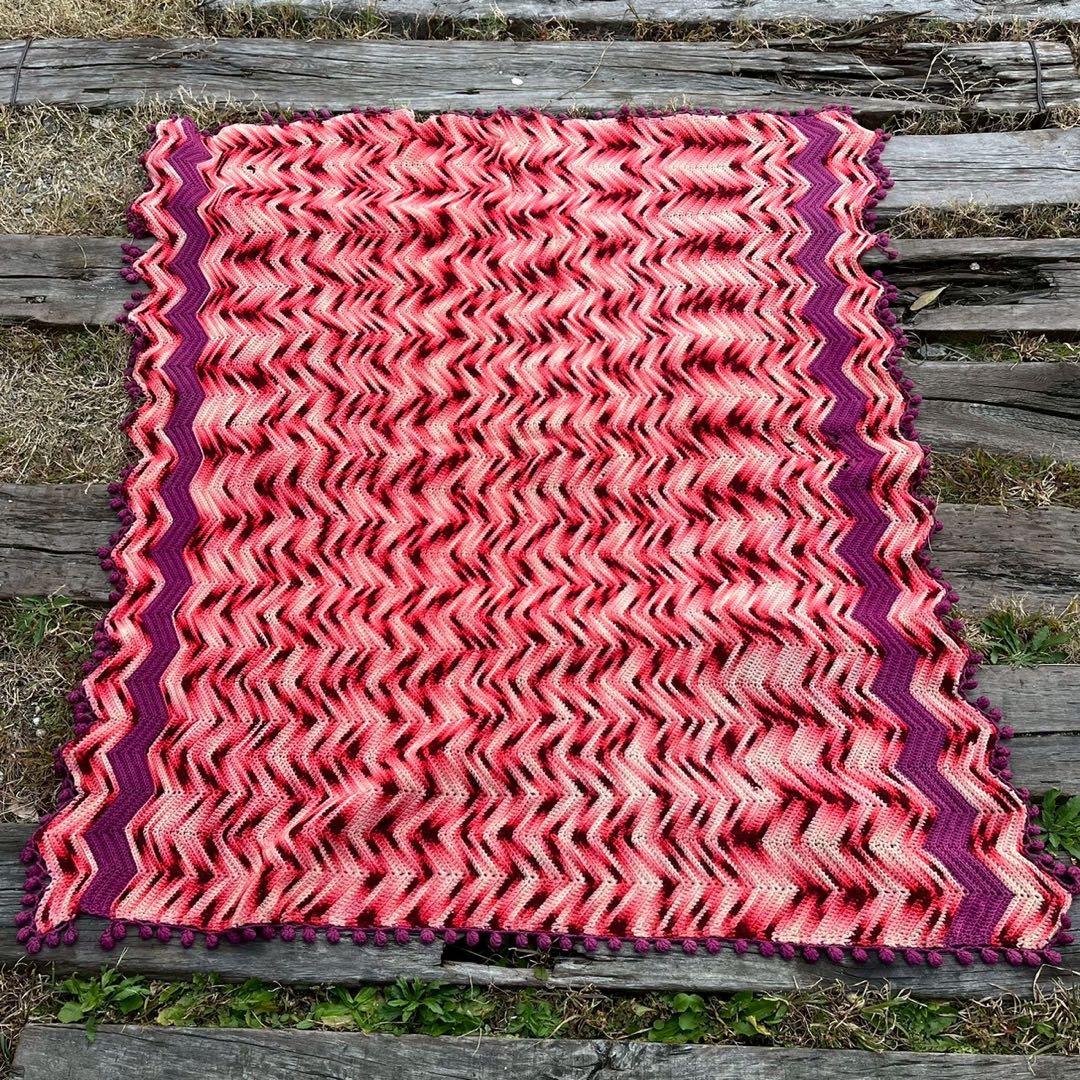 USA vintage】 グラニーブランケット ラグ ピンク アメリカ