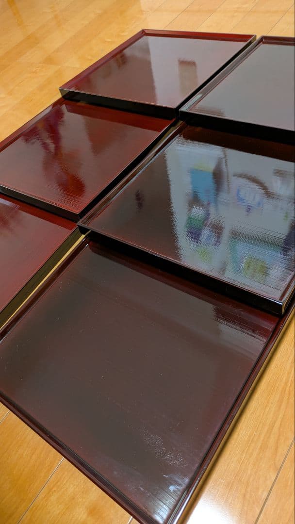 茶道具 金彩菊花蒔絵 重台 四方盆 共箱