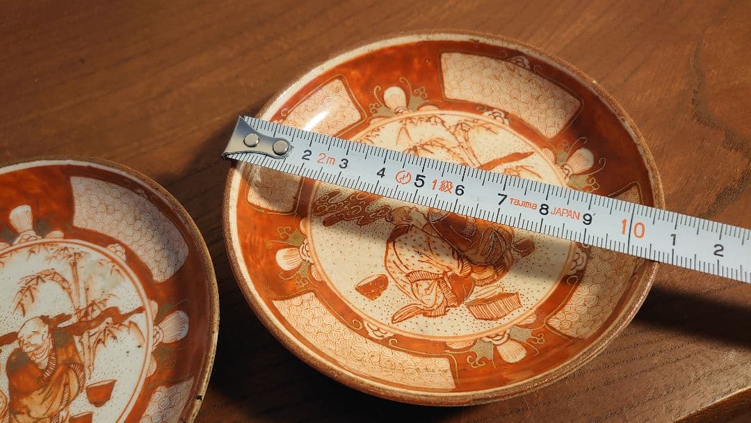 九谷焼 赤絵 小野窯 宮本屋窯 飯田屋 アンティーク九谷焼 蔵出し 2客