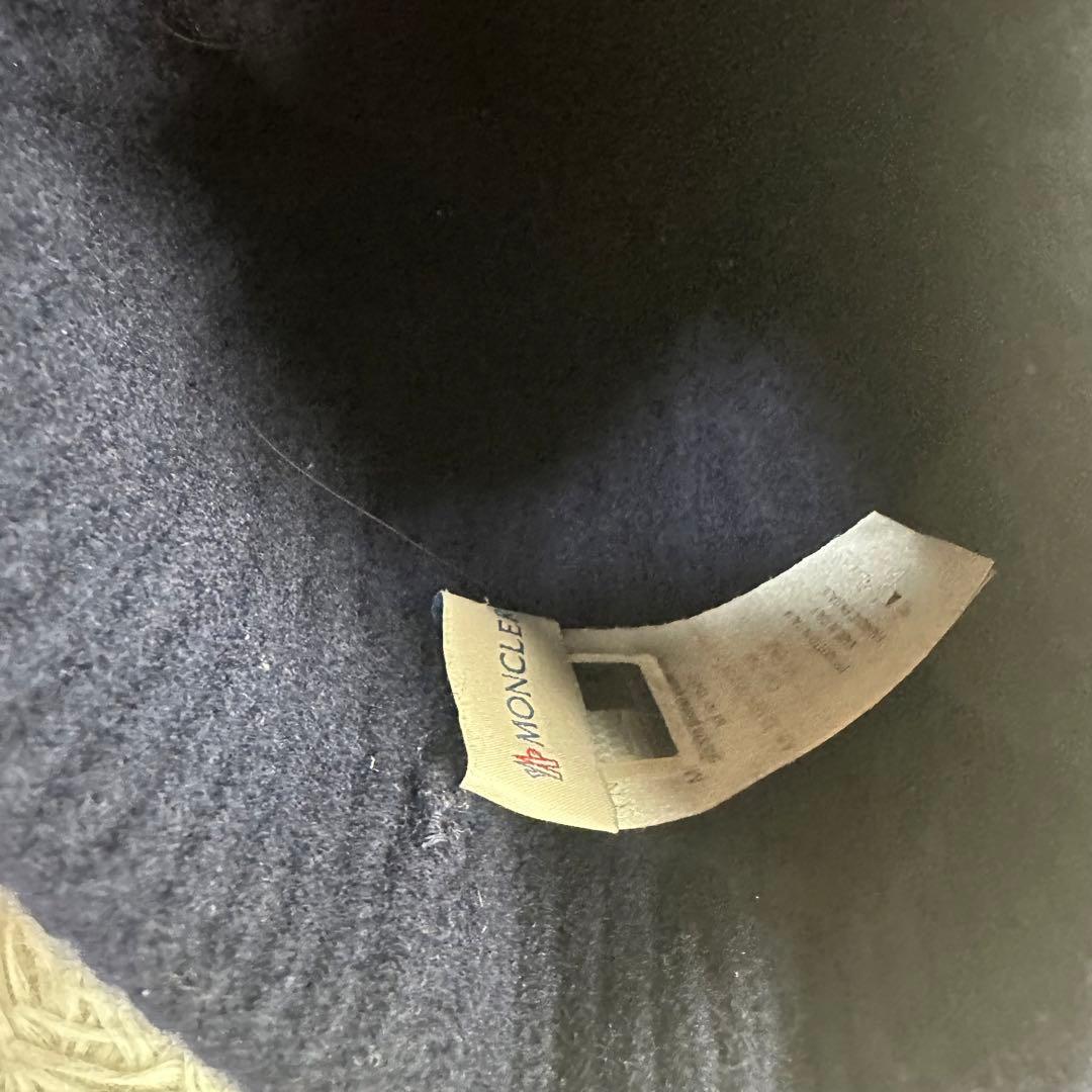 柴犬 様用正規品 MONCLER ネイビー ニット帽 ケーブル編み 大人もOK｜柴犬