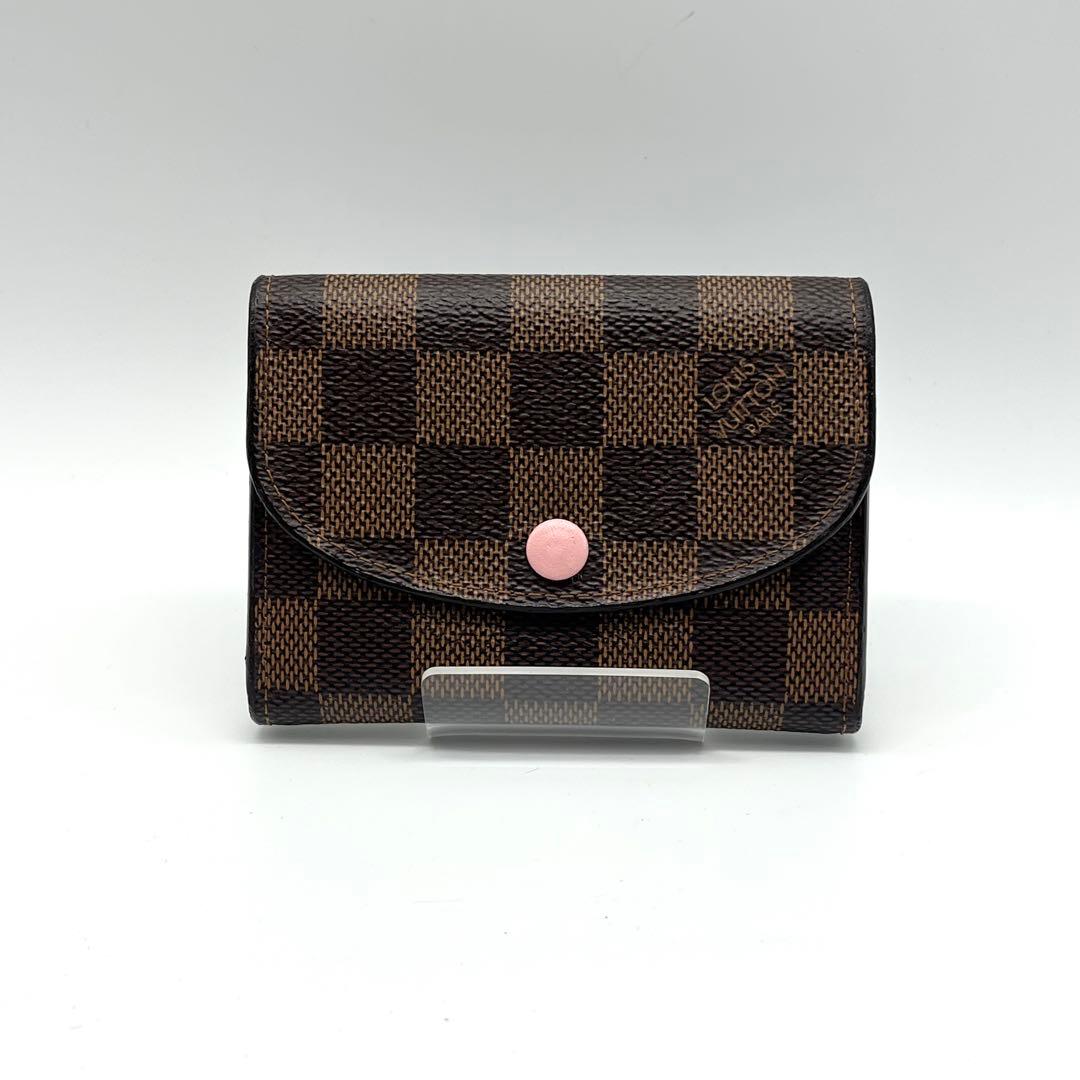 ルイヴィトン　ポルトモネロザリ　ダミエ　ローズバレリーヌ　折り財布