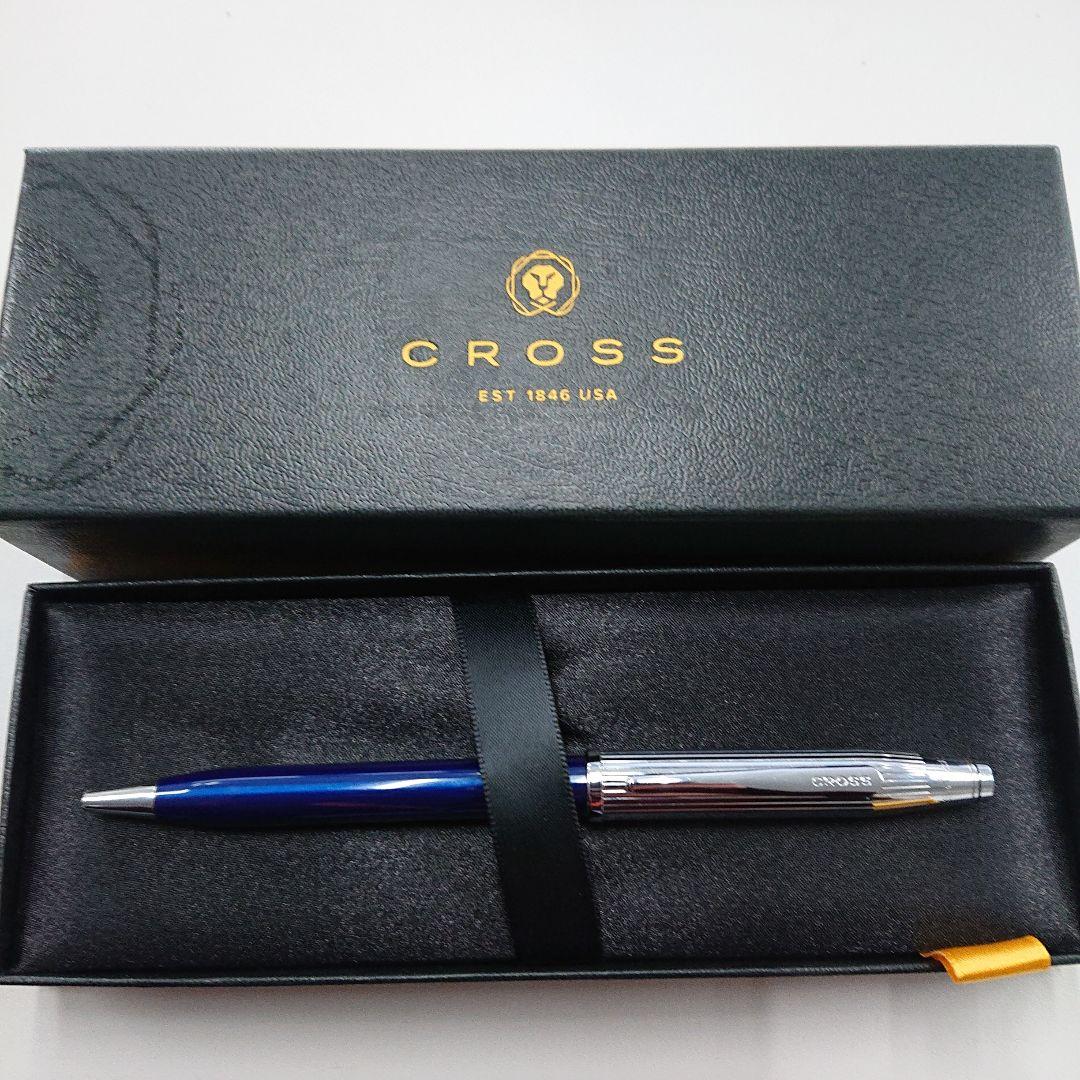CROSS ボールペン 青 メタル - メルカリ