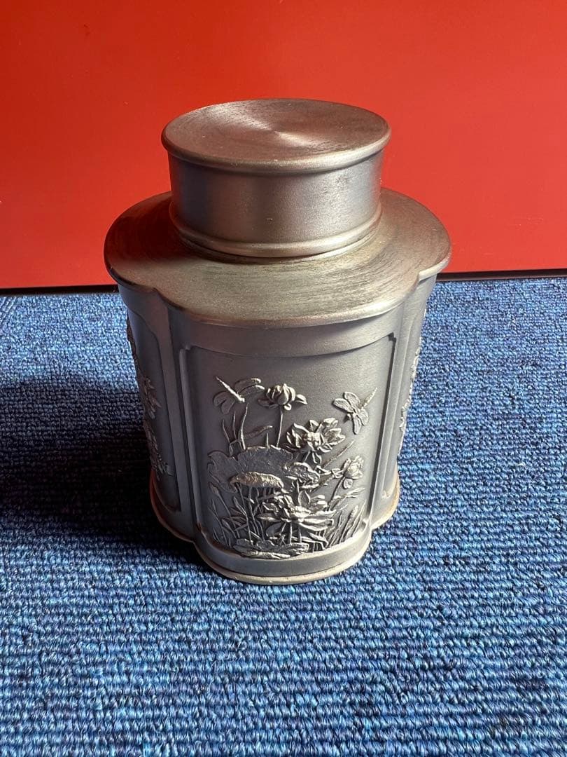 1076 ロイヤルセランゴール　ピューター　錫　茶筒