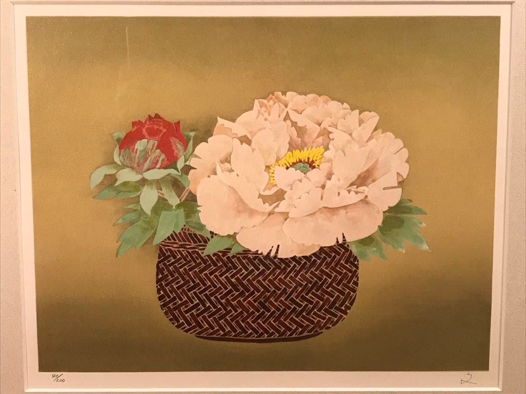 堀文子 「牡丹」 リトグラフ 直筆サイン・エディション・作品証明