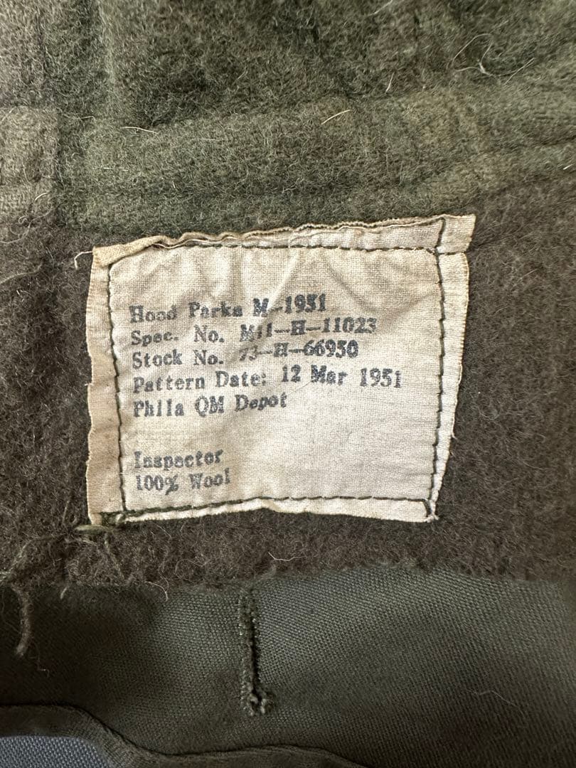 M-51 モッズコート用フード　ラベル