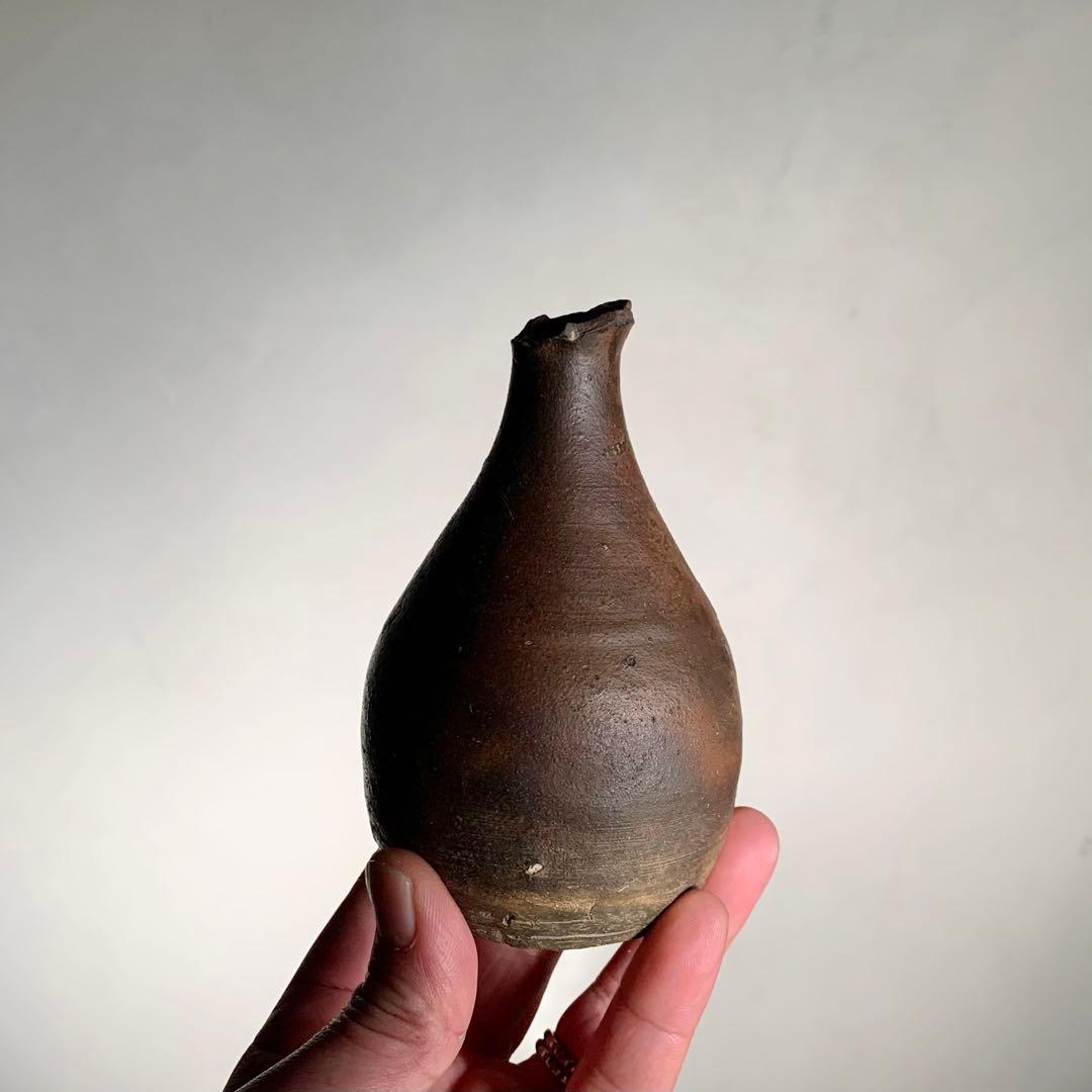 喜名 知花焼 焼締褐釉瓶 徳利 酒器 古美術 琉球美術 古道具