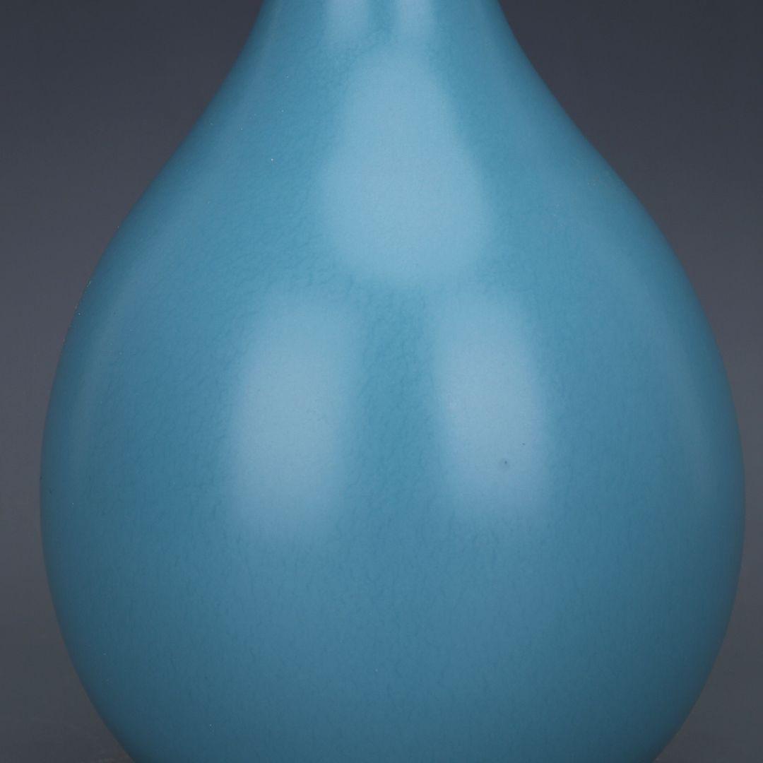 清雍正汝釉天青色玉壺 景徳鎮 陶磁器 装飾品 現代工芸品 美術品 置物