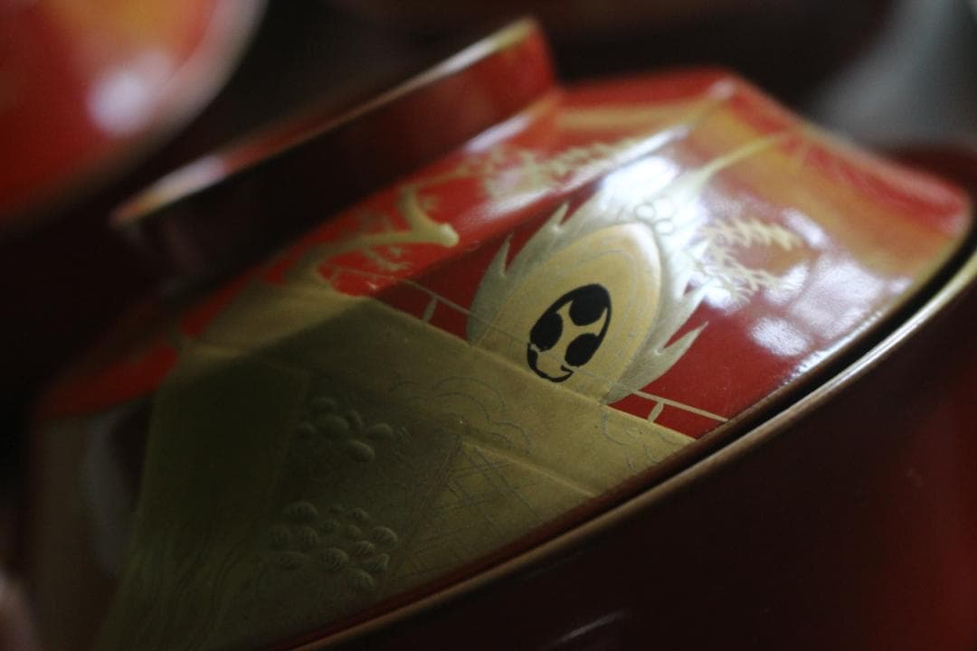 バラ売り可！時代金縁朱漆に極上風物蒔絵の映えるお椀6点（検