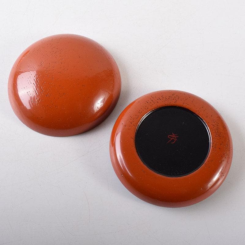 茶道具　田中重希作　朱塗　香合　共布共箱　V　8183