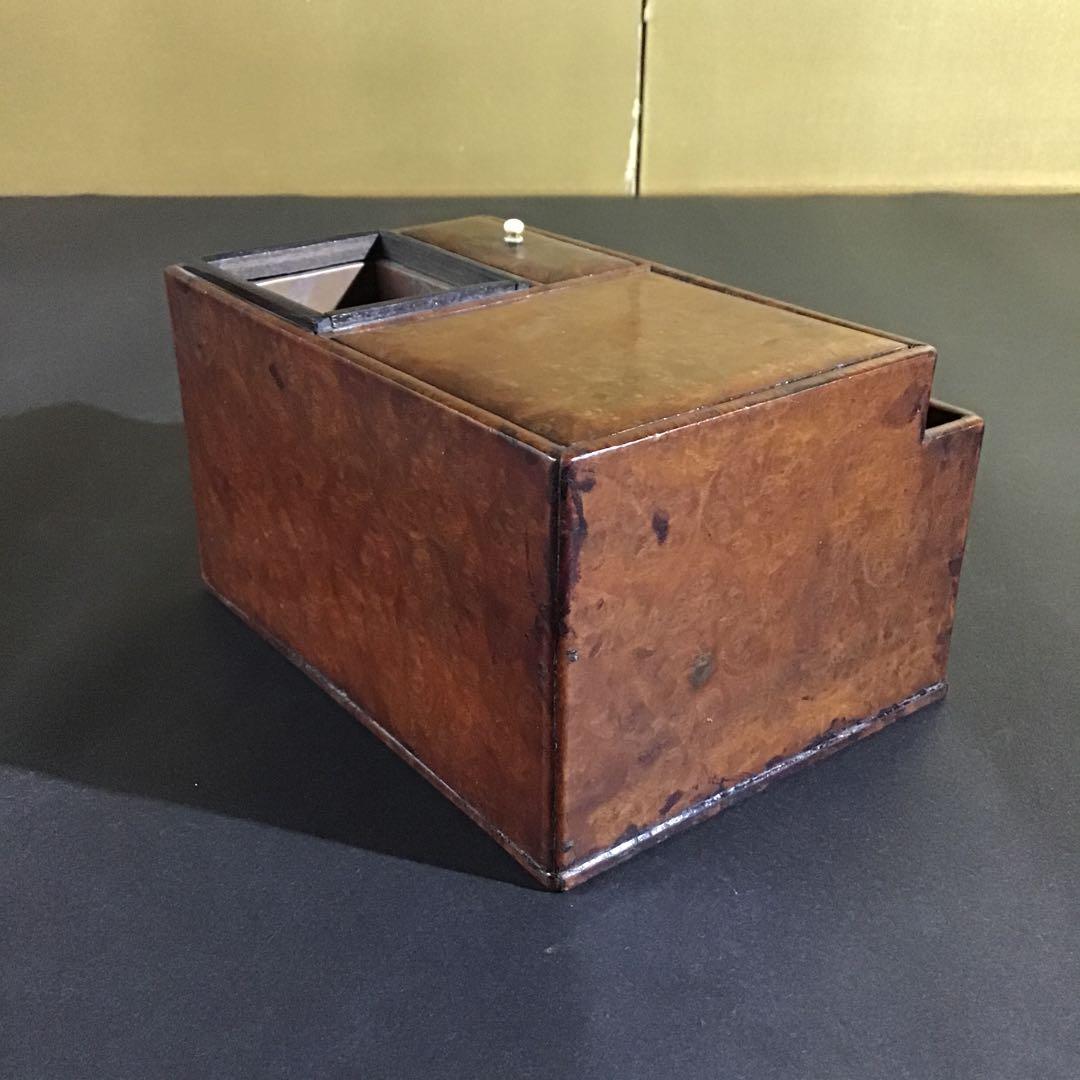 時代玉杢小箱 摘みは真珠 指物師の傑作品