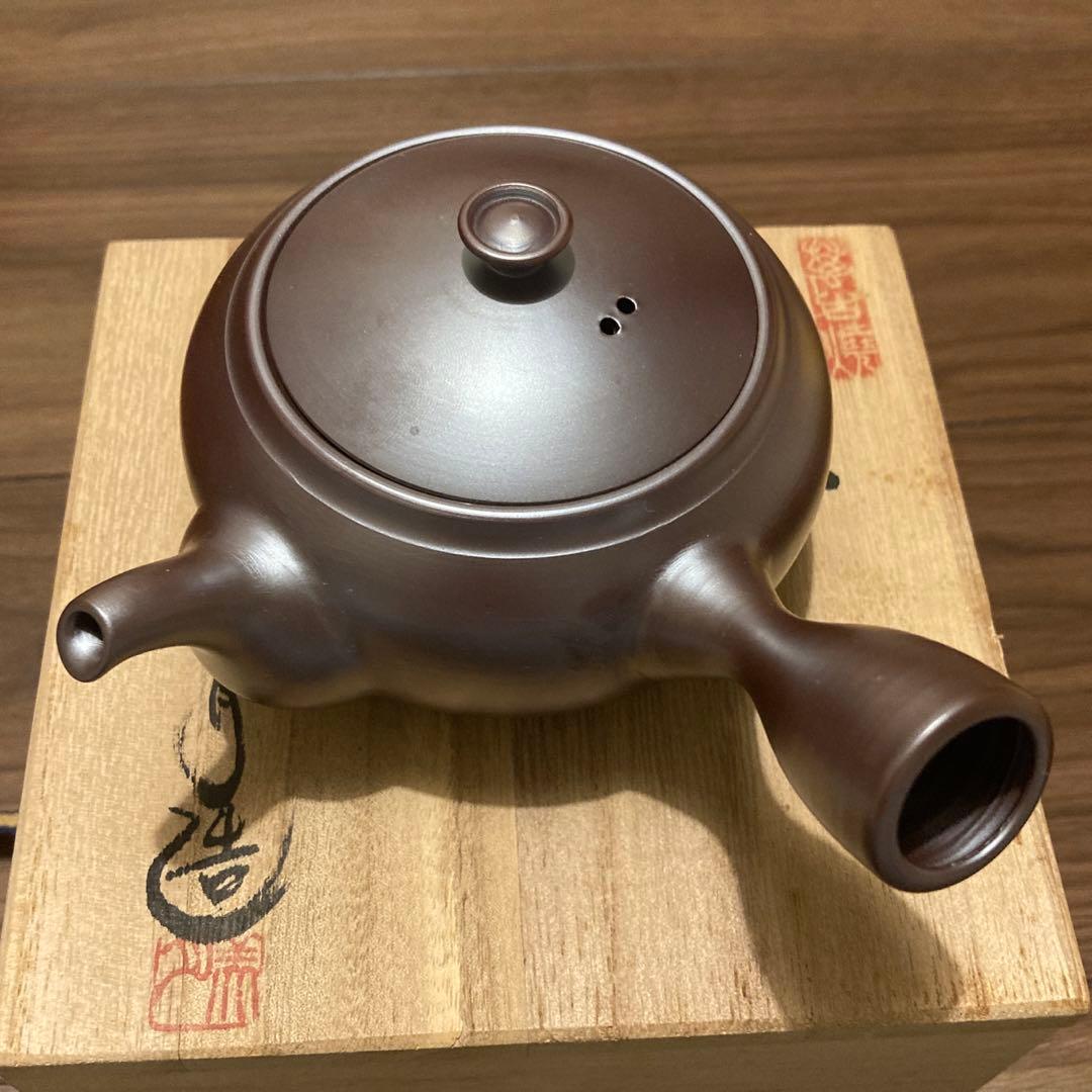 売り尽くし】【新品未使用】萬古焼 伊藤美月作 急須 紫泥 陶製茶こし