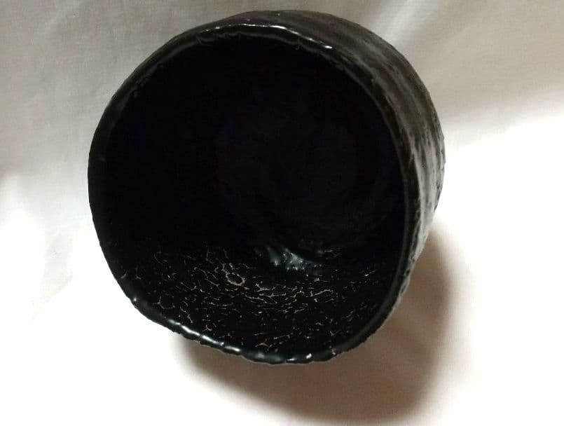安食ひろ 引出黒 茶碗 筒茶碗 共箱 未使用品