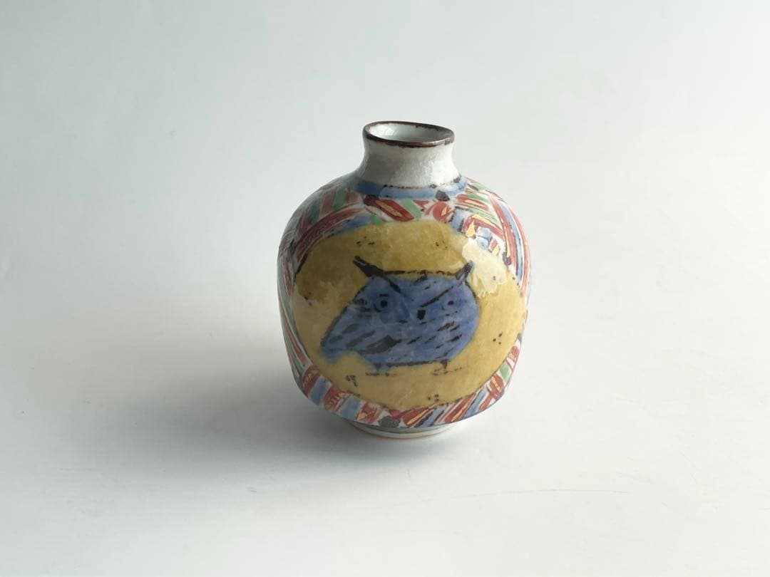 陶芸家 前田正博 色絵 金彩 ふくろう 酒器揃 徳利 ぐい呑 セット 酒器 酒杯