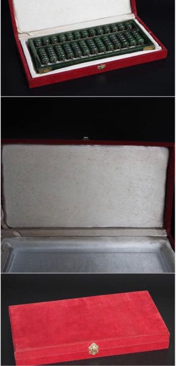 送料無料 天然翡翠（台湾玉）算盤/そろばん 共箱 ☆時代珍品☆