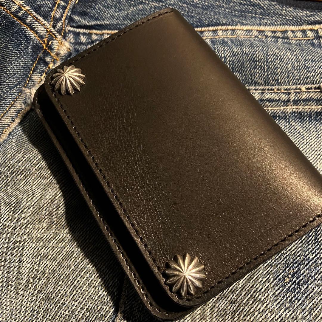 お札が折れない！ミドルトラッカーウォレット 3層 シルバー925 アポロコンチョ