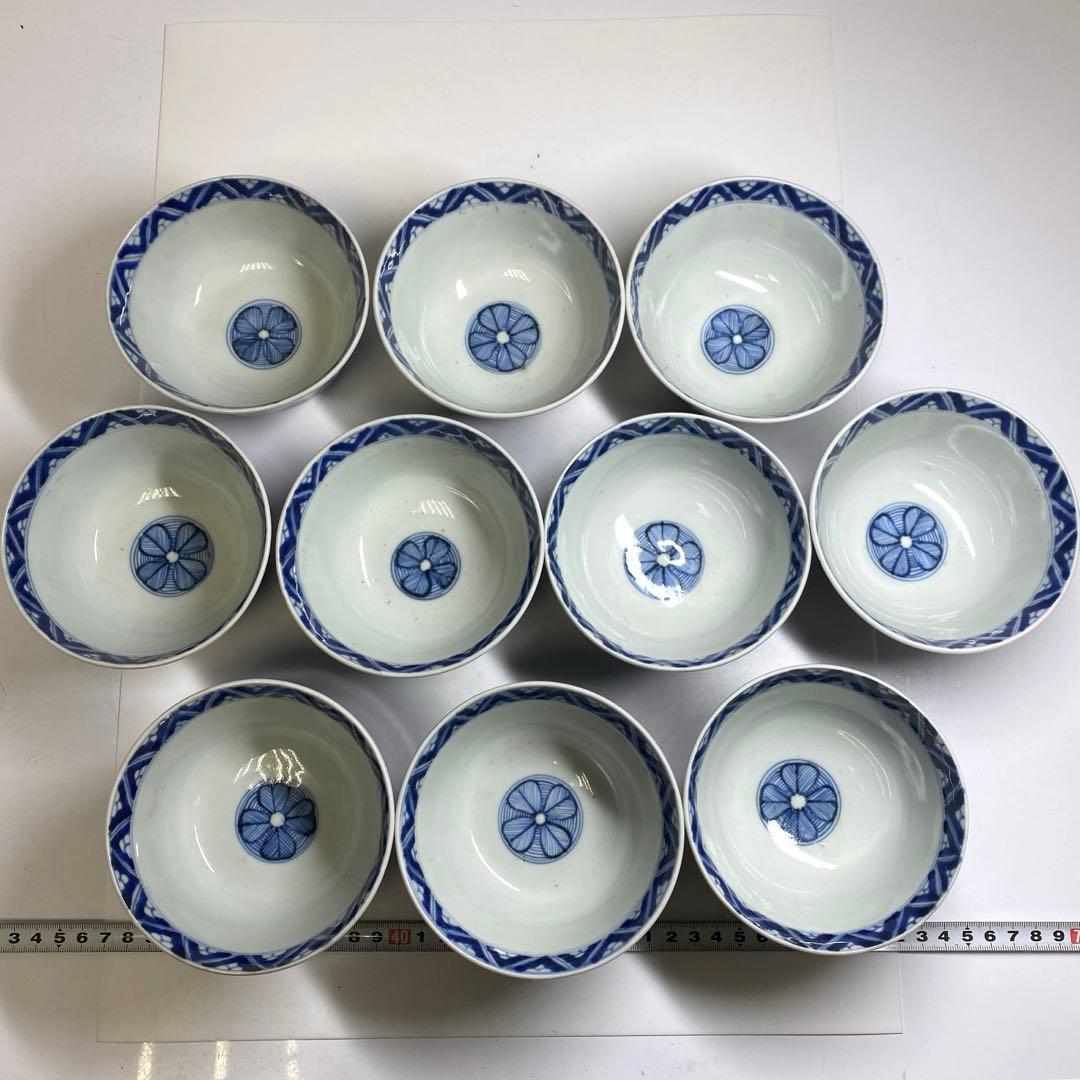 古伊万里 染付蓋茶碗 トヒチル W11.5cm/10cm 東N7-1026☆2F