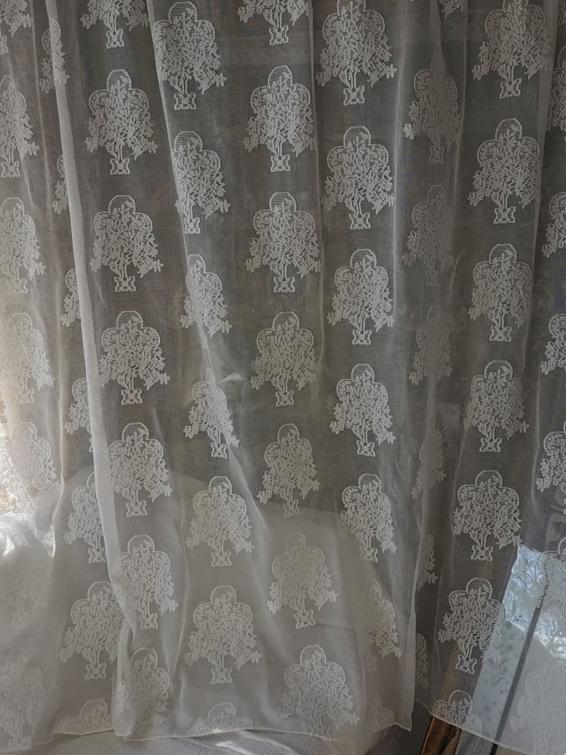 アンティーク 英国 マドラスレース 生命の樹と鳥 ノッティンガム