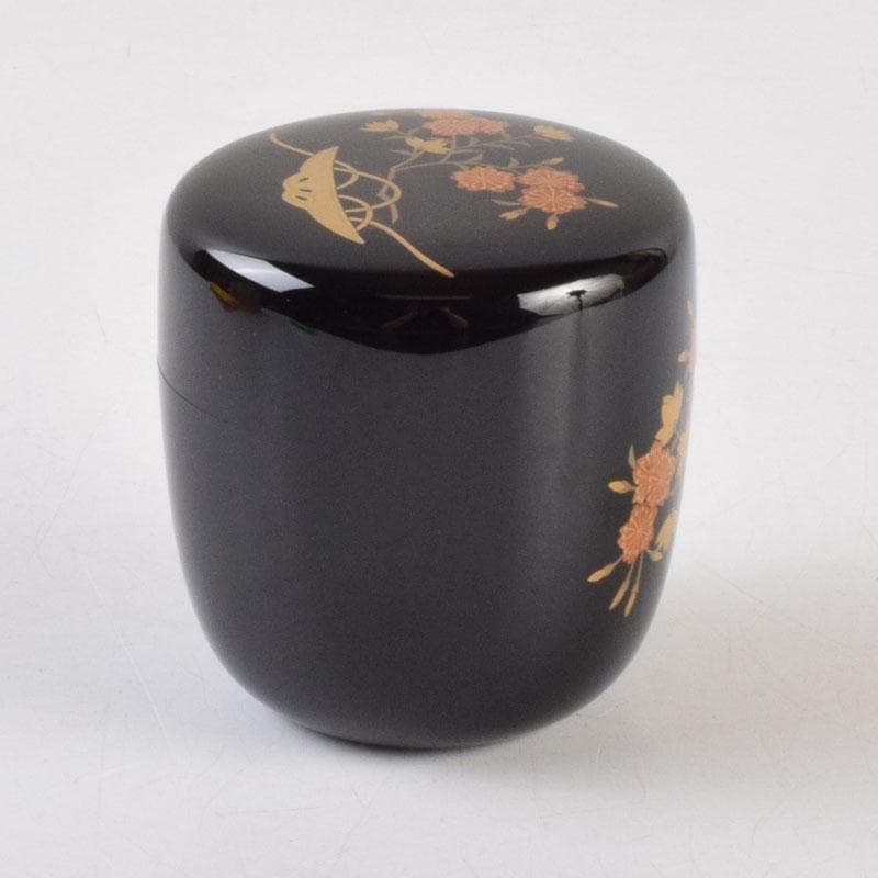 茶道具 加賀蒔絵師 中村孝也作 桜蒔絵 中棗 共箱 V 9196