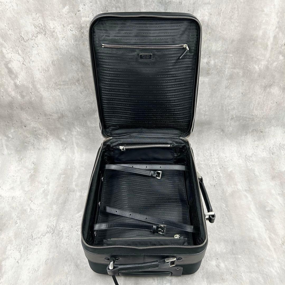 保存袋・南京錠付】 プラダ キャリーケース 2室 スーツケース 三角ロゴ