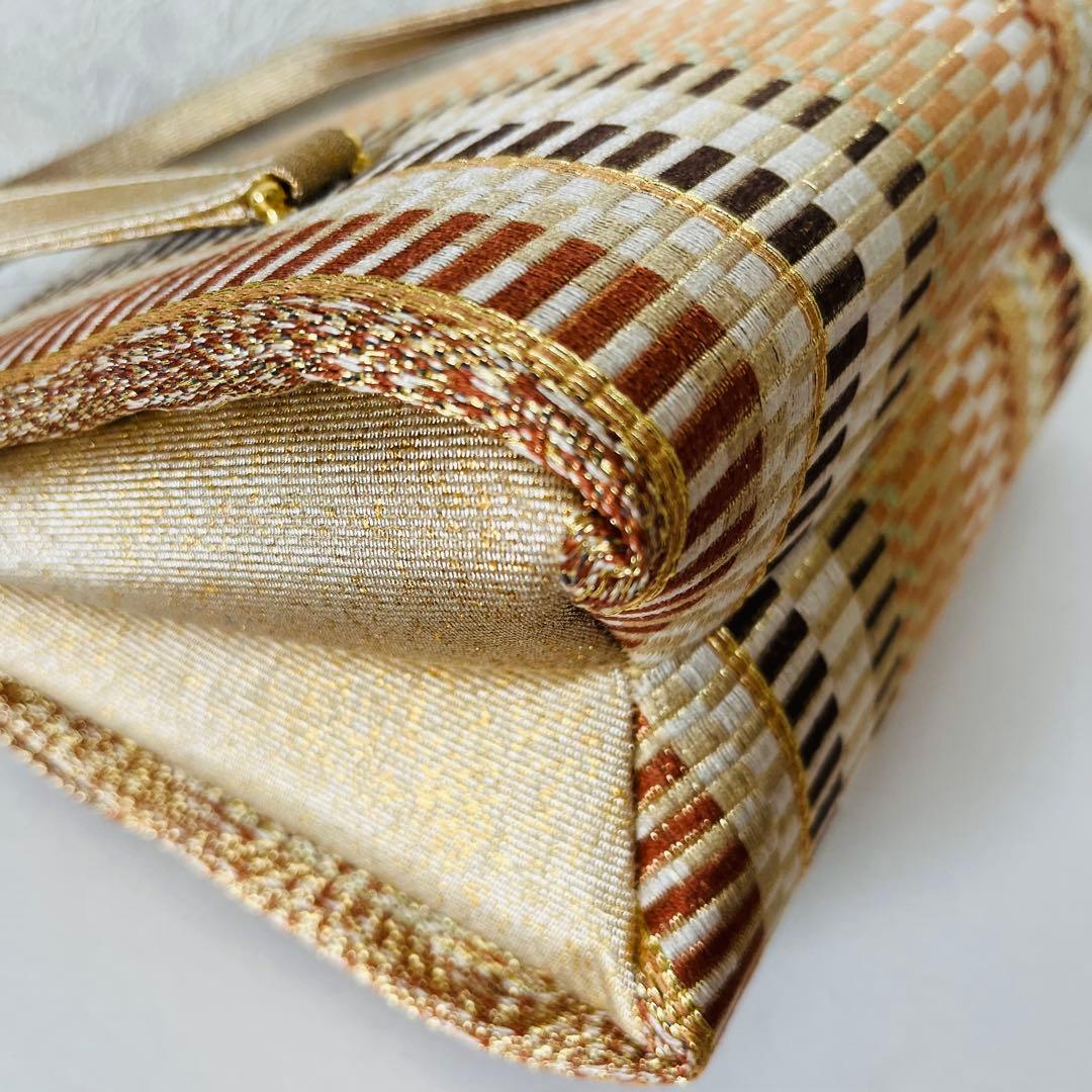 【極美品✨レア】利休バッグ　和装用バッグ　着物バッグ　織物　総柄　大容量
