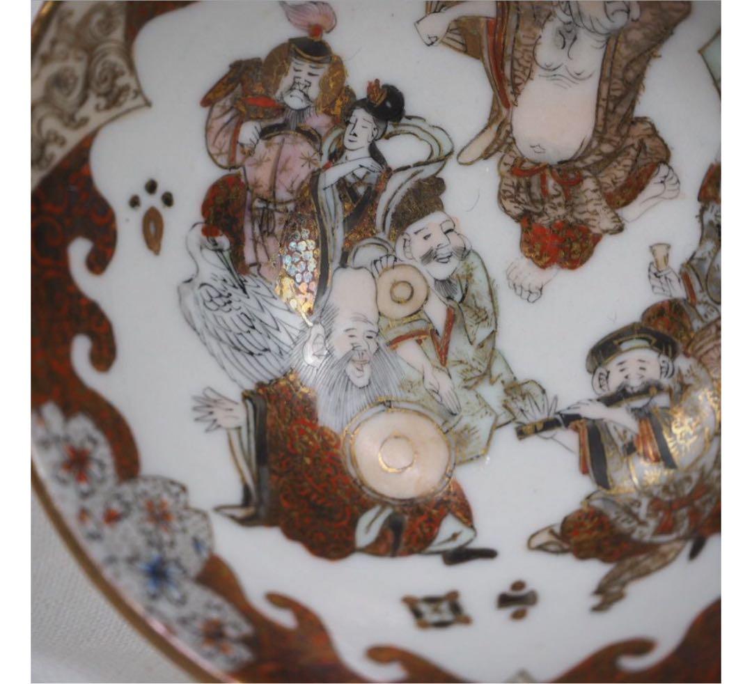 送料無料　明治期　井出 善太郎商店製　九谷焼　細密画　ぐい呑み/杯/盃 酒器①