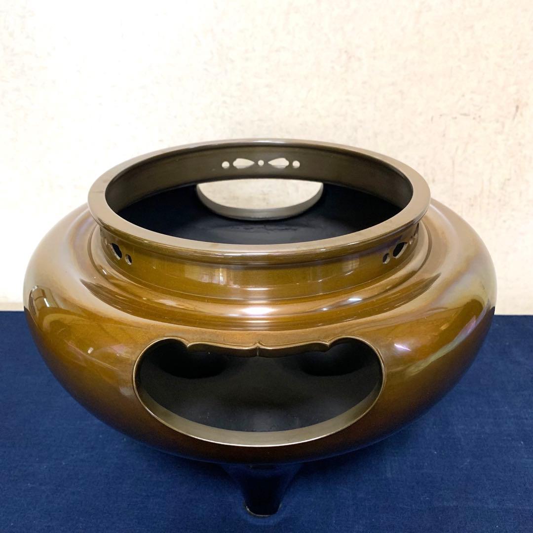 風炉 茶釜 電熱器 人間国宝浄清造 唐銅朝鮮風炉釜 砂鉄釜 野々田