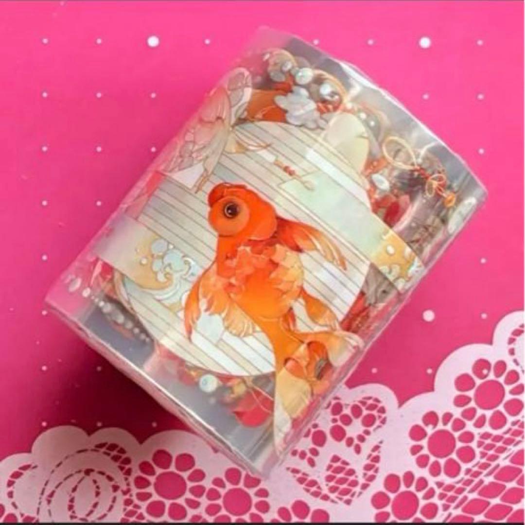 贝壳光 游鱼彼岸 6cm×10m 海外マスキングテープ 海外マステ 金魚 和柄