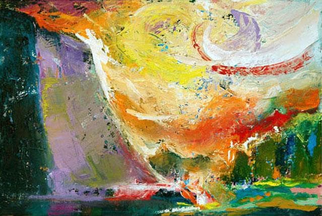 油絵 菅家令子 絵 絵画インテリア 額付(白) uF6-111309 風景朝夕陽