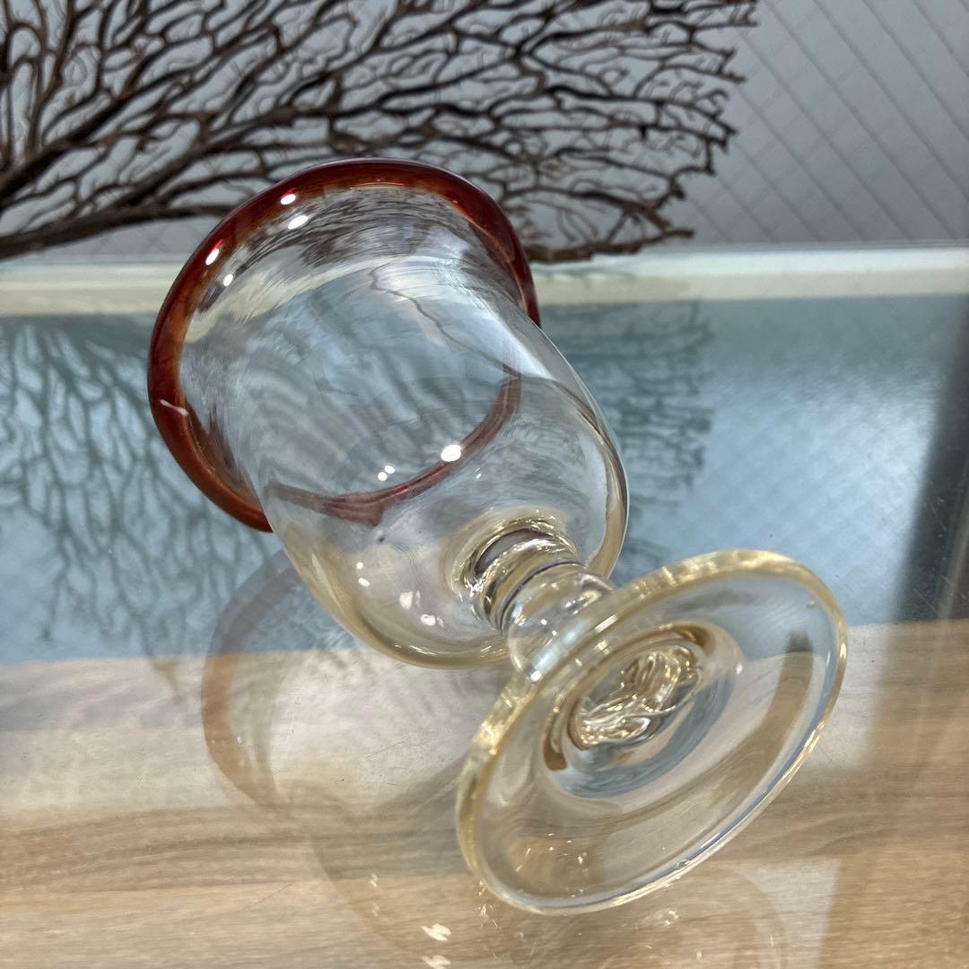 骨董 時代ガラス ゆらゆら 花フチリップ 氷コップ ウラン