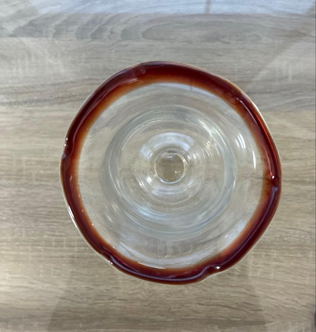 骨董 時代ガラス ゆらゆら 花フチリップ 氷コップ ウラン