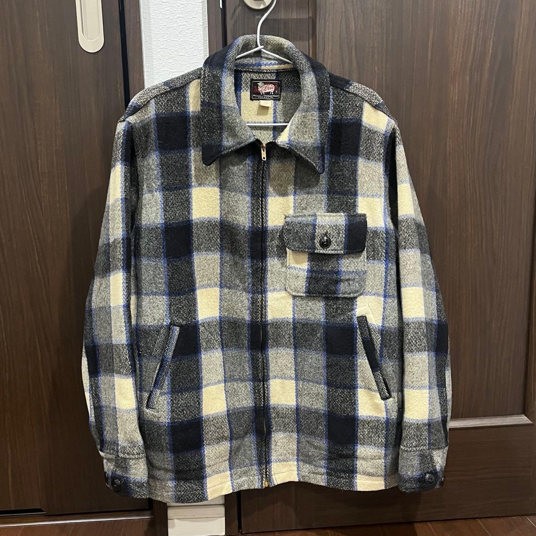 50s Woolrich ウール ジャケット CPO ジップ チェック