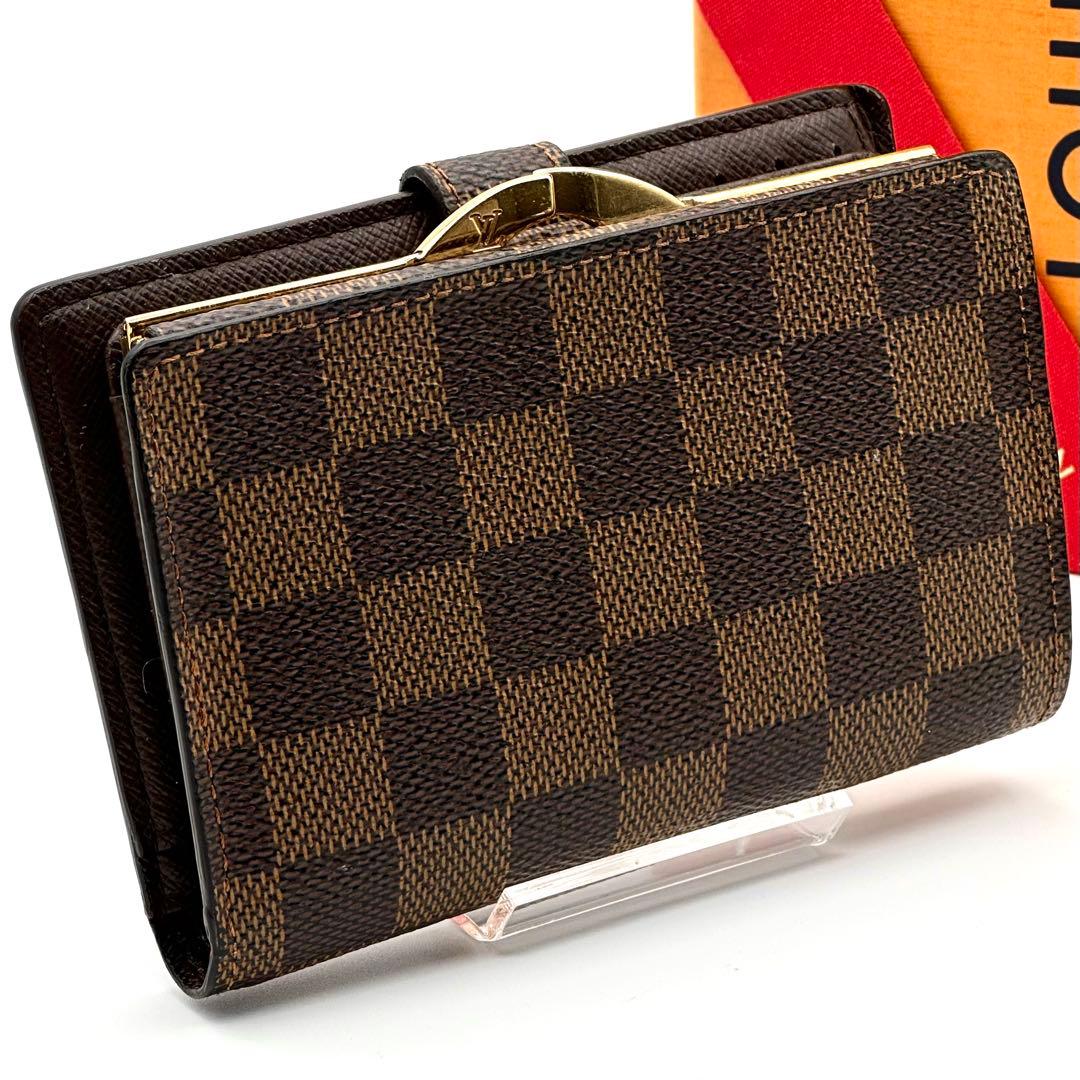 極美品/新型】ルイヴィトン ダミエ エベヌ ヴィエノワ がま口 二つ折り財布
