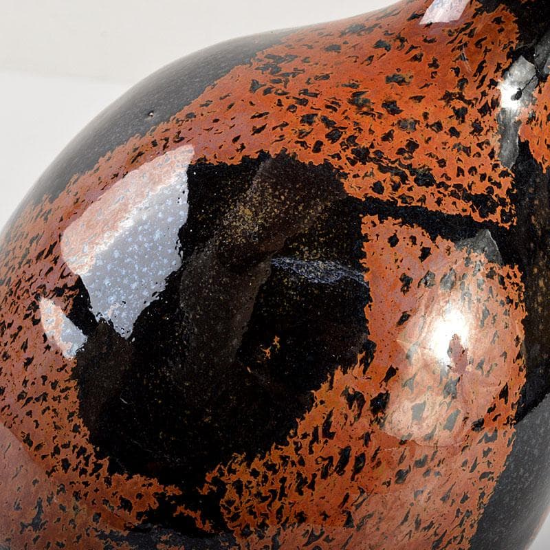 京焼　清水焼　清水保孝作　鉄釉鉄彩　花入　共布共箱　C　6744