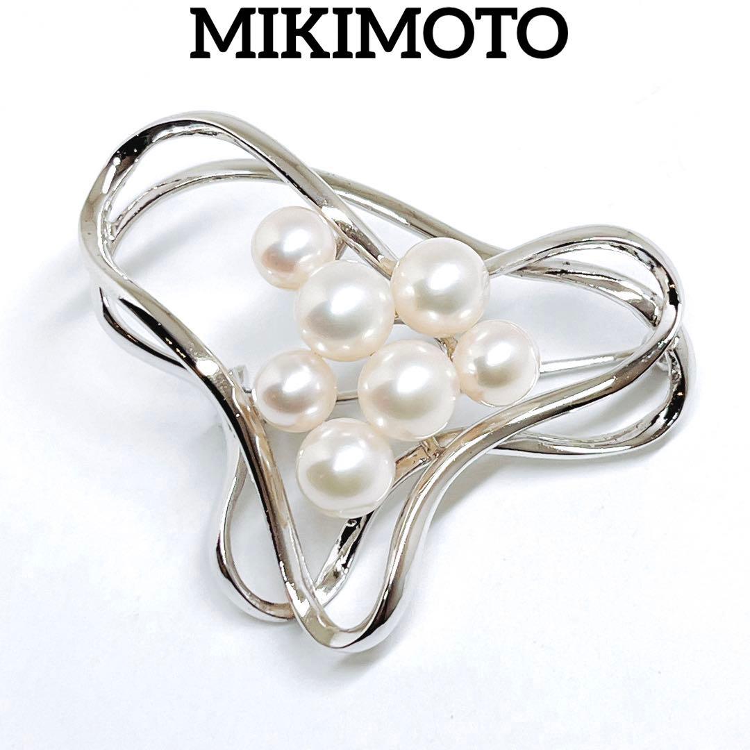 極美品✨MIKIMOTO ミキモト パール　ブローチ コサージュ　シルバー 極美品✨MIKIMOTO ミキモト パール ブローチ コサージュ シルバー