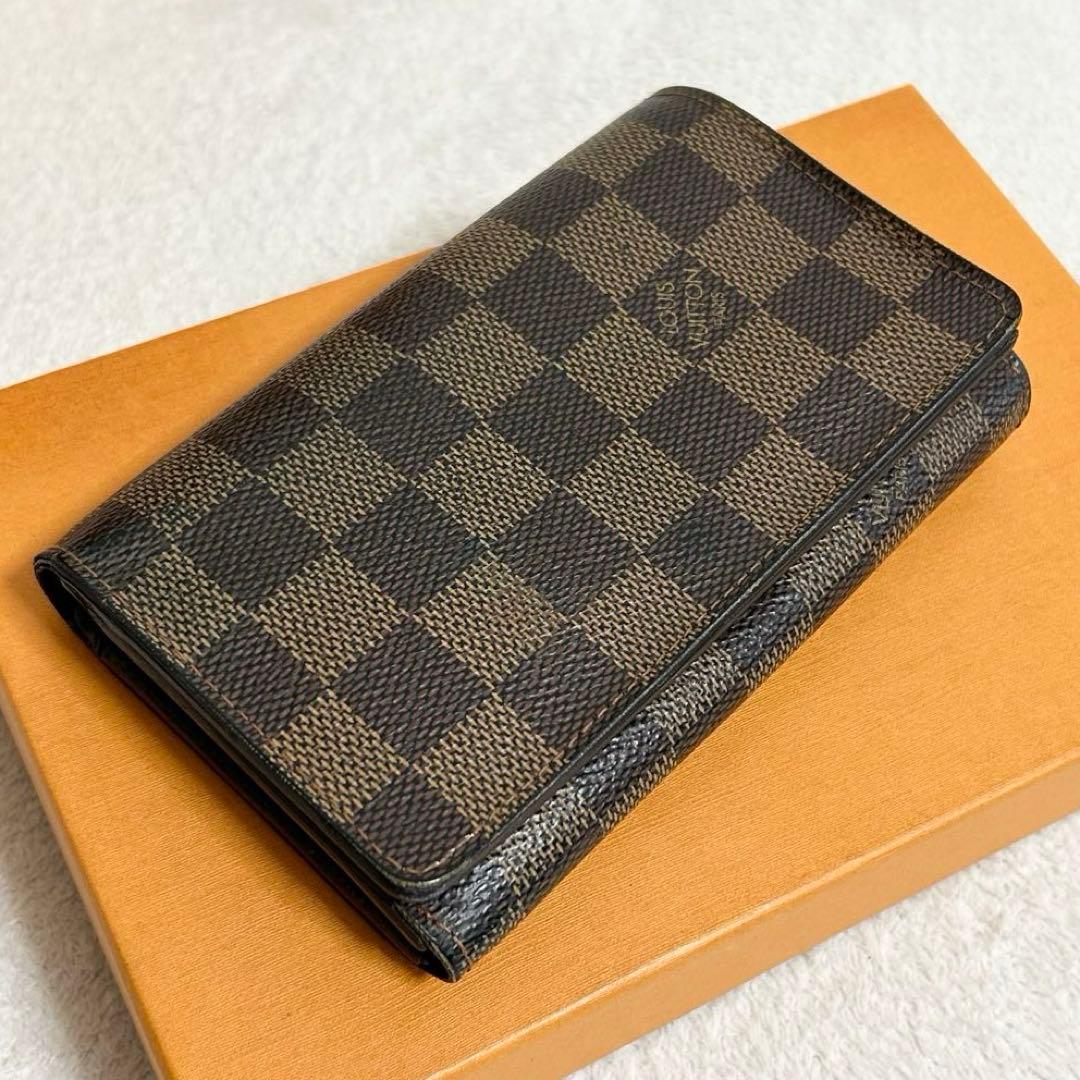 ルイヴィトン　ダミエ　二つ折り財布　トレゾール　ポルト