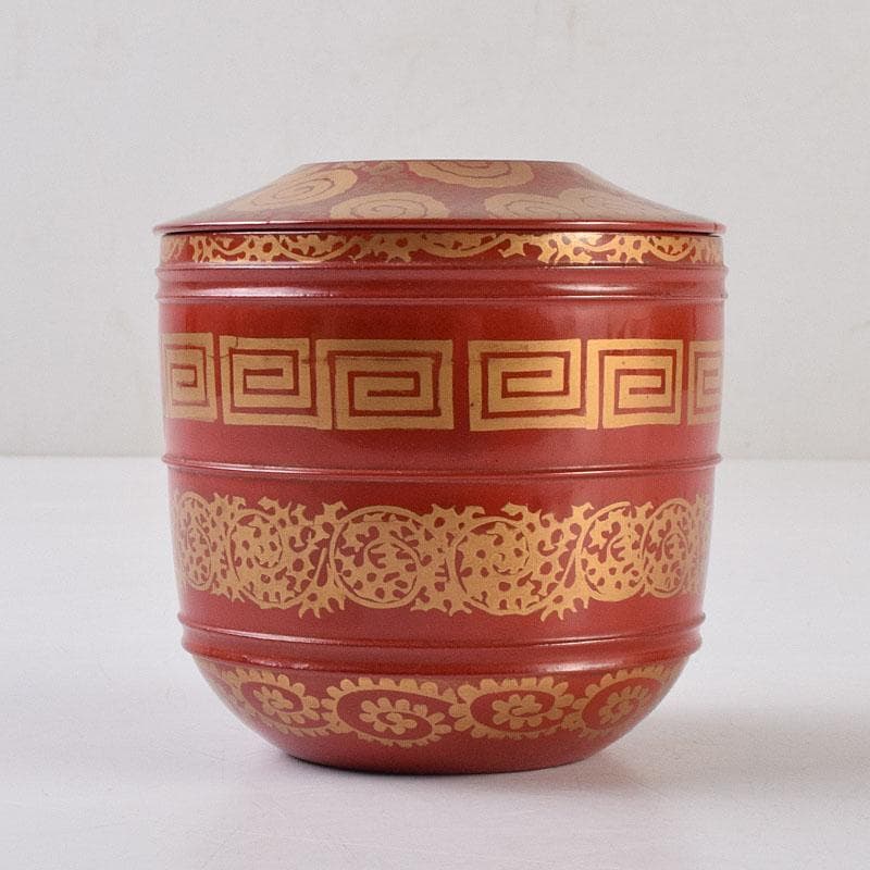 専用 茶道具 塗師中村宗哲作 朱唐草如心好 寸切茶器即