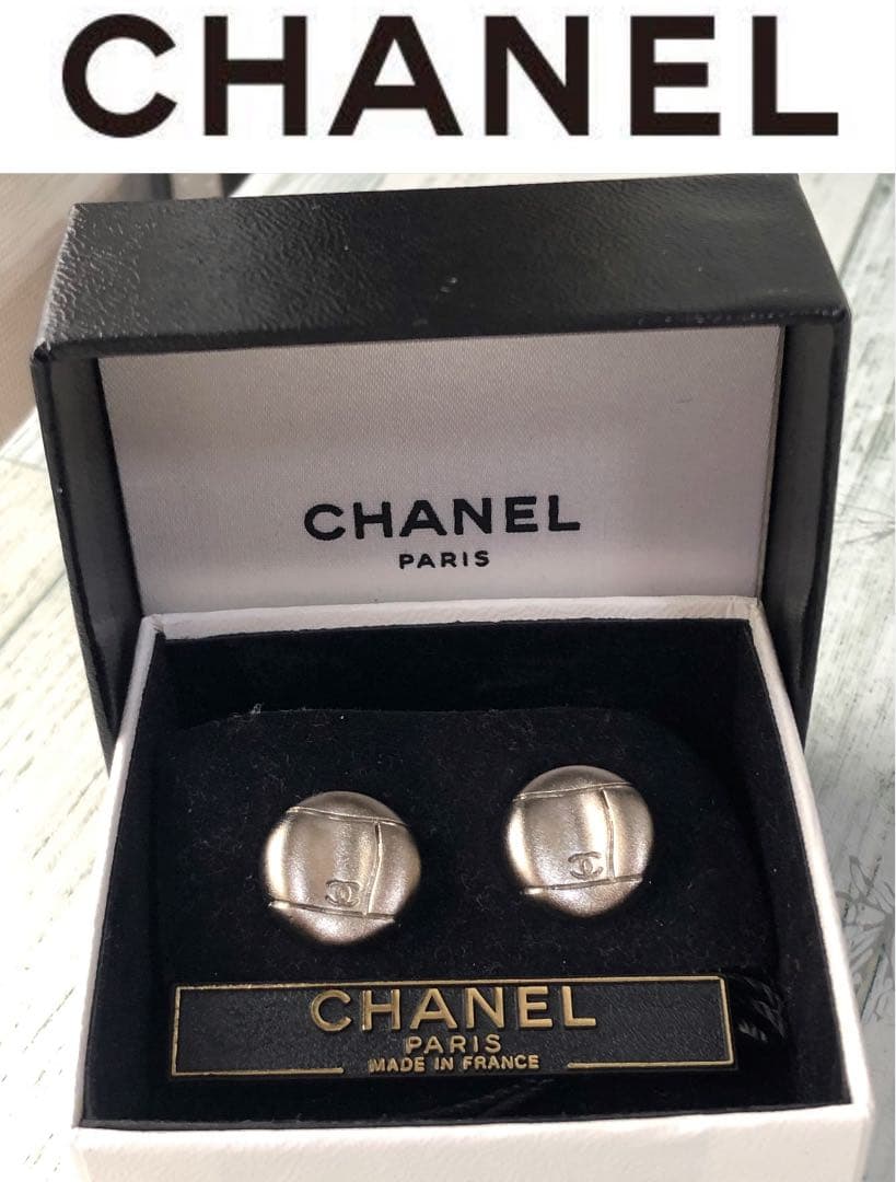 ヴィンテージ 希少 CHANELシャネル ボタン ピアス シルバー 正規品