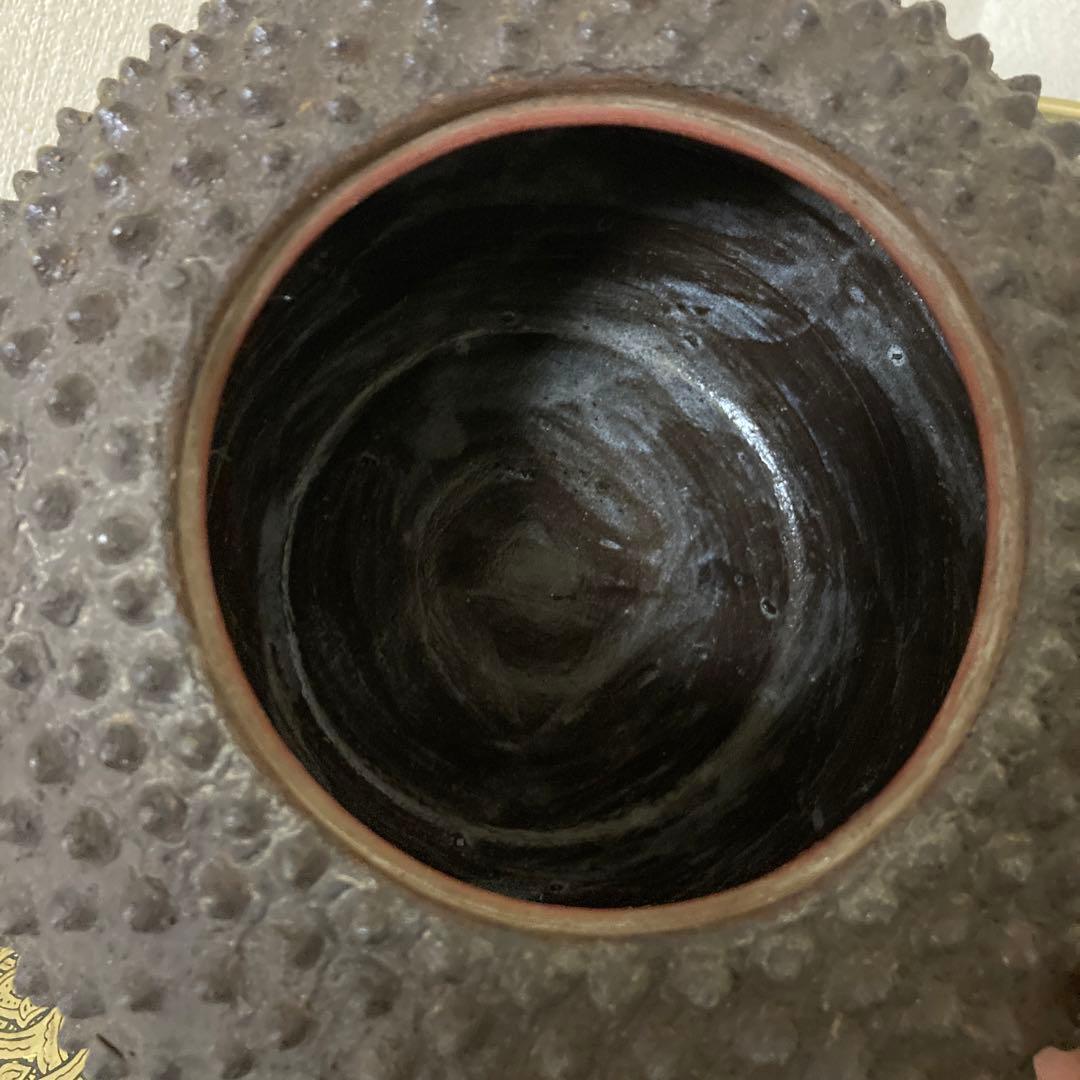 珍品　鉄瓶風　陶器製　時代古水指　壺　焼物〈検 古備前　茶道具　古常滑