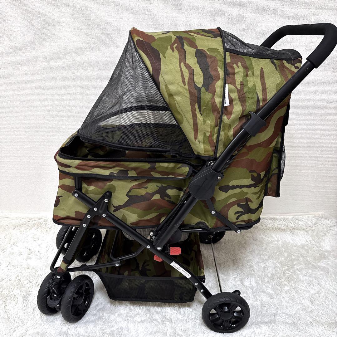 限定品 ピッコロカーネプリモ迷彩ペットカート中型犬多頭飼いロゴあり