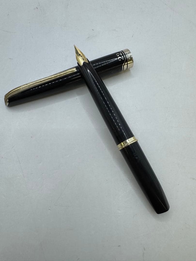 希少 PLATINUM プラチナ 万年筆 22金 22K 黒 細字 - メルカリ