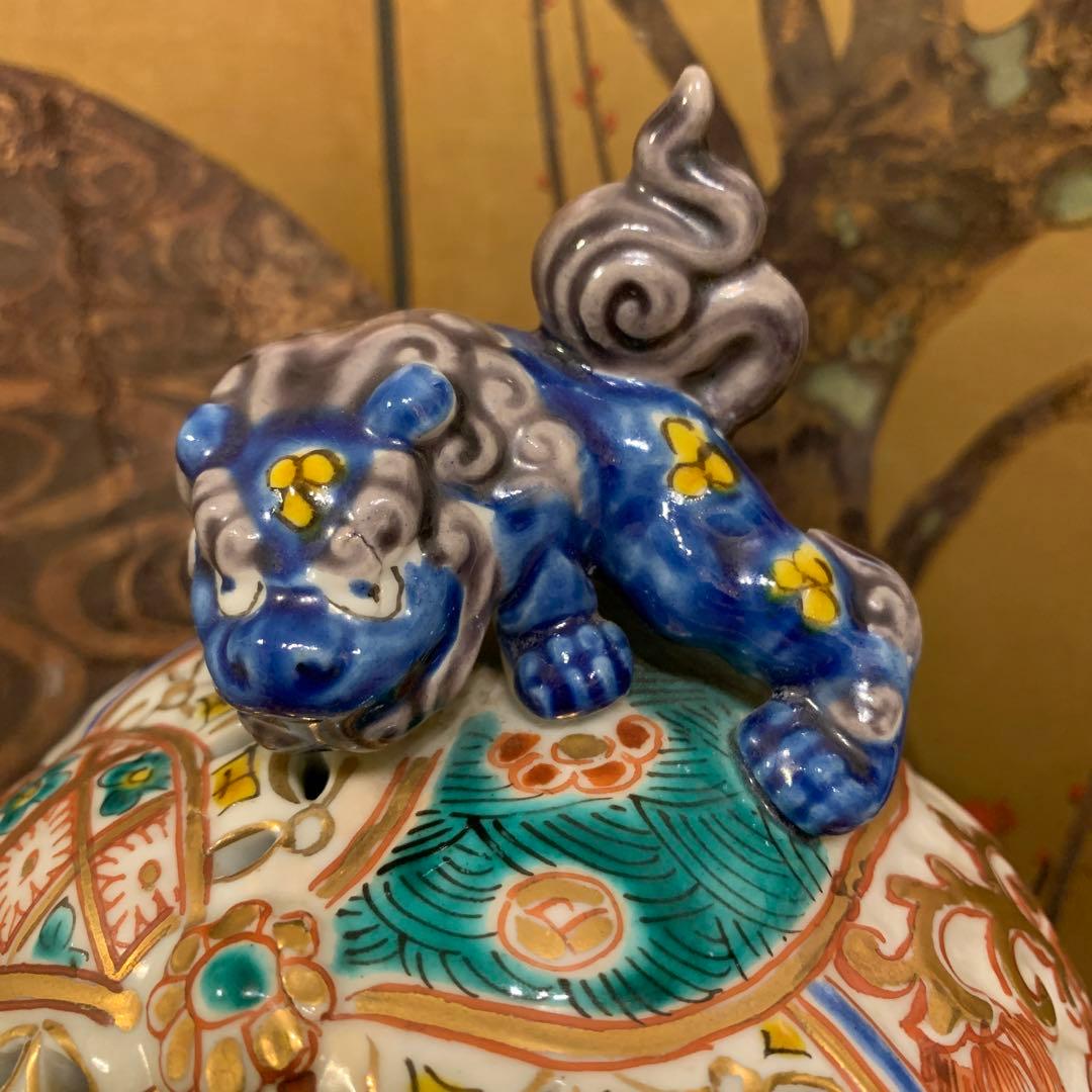 アンティーク　色絵三足香炉　1客　6