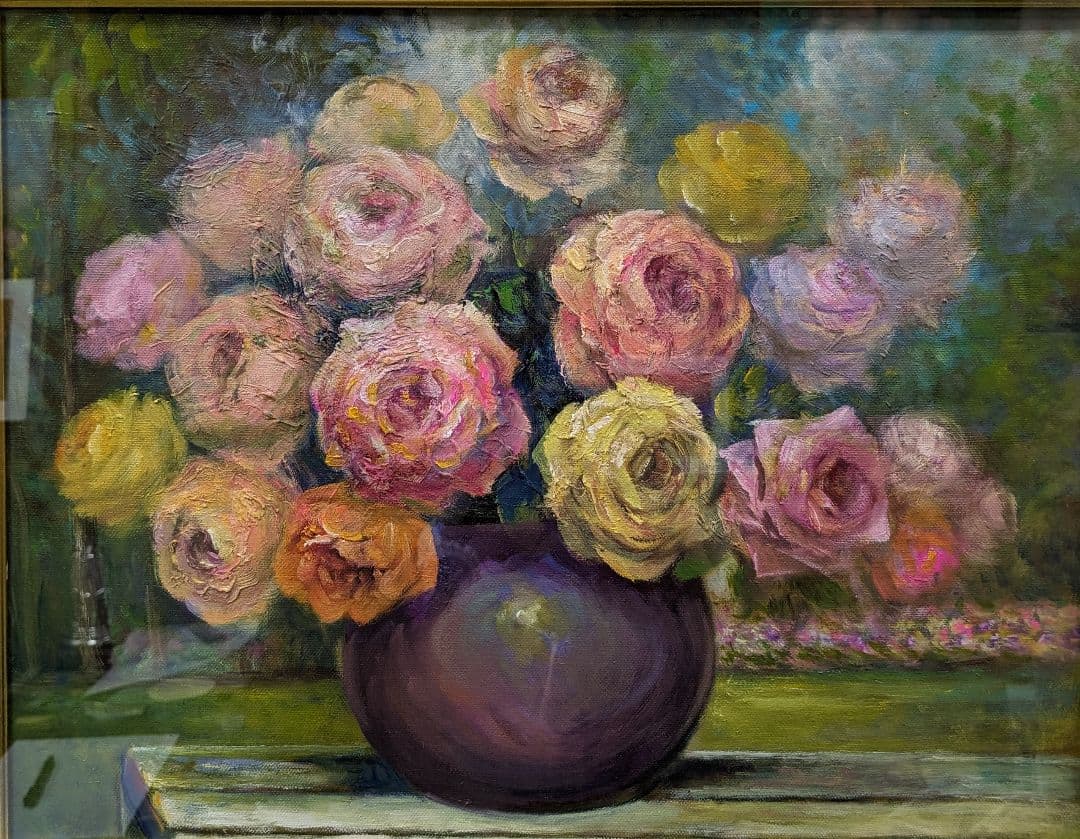 画家haru☆油彩画F６号☆薔薇☆真作☆原画★一点物☆