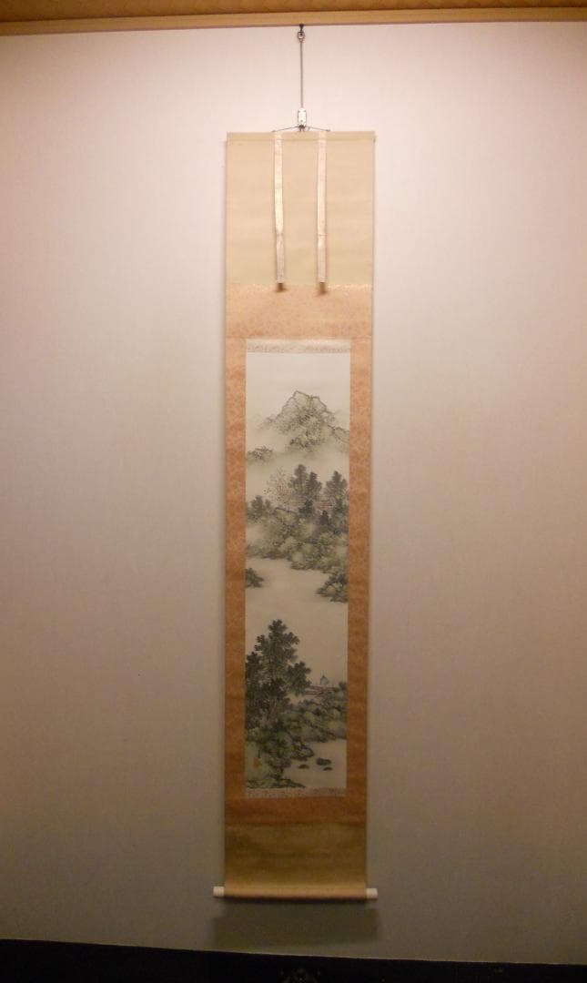 掛け軸 墨泉 清渓雅趣図 絹本 希少 軸装 茶道具 掛軸 美品 です。