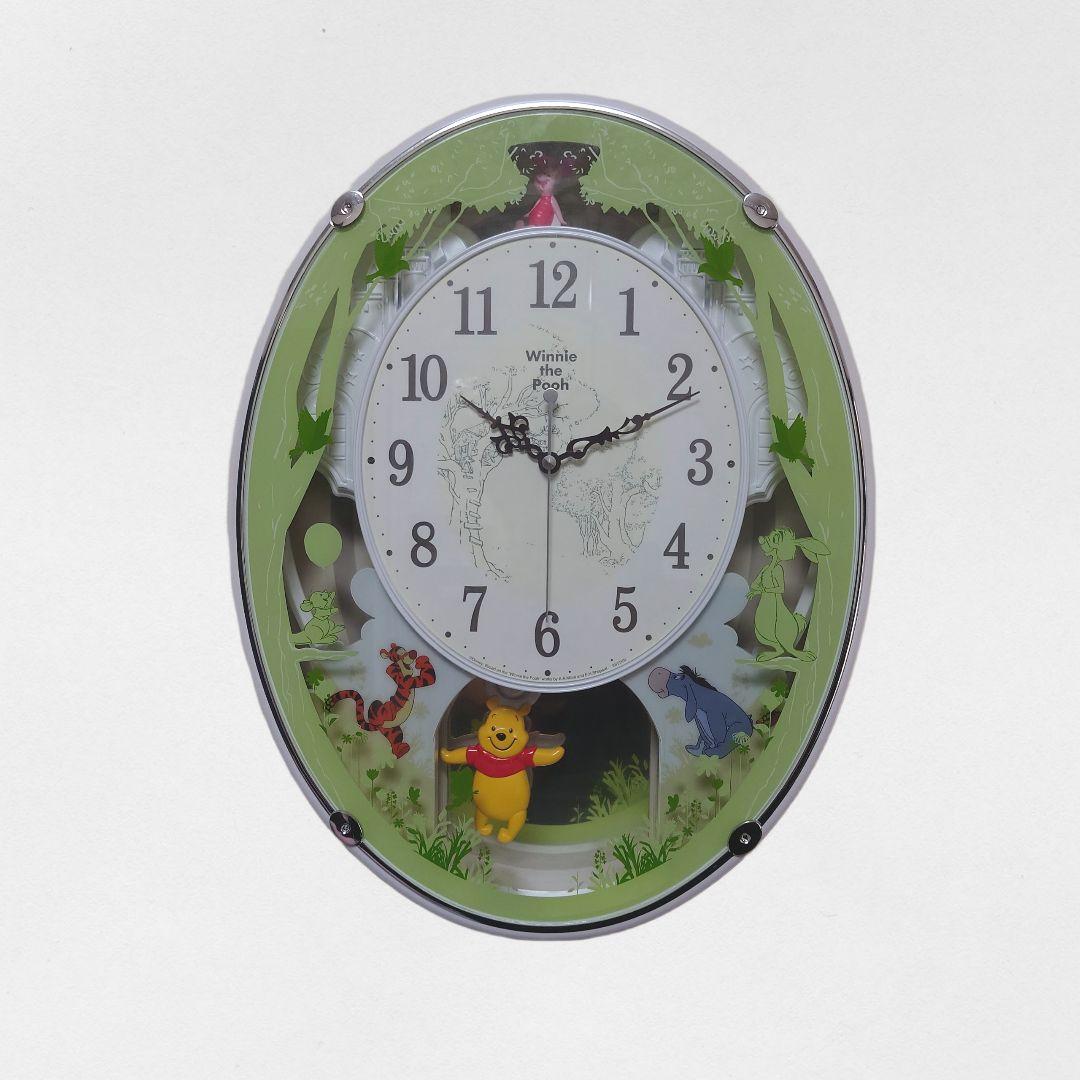 掛け時計　くまのプーさん　28曲選べるオーロラサウンド　メロディ電波掛け時計