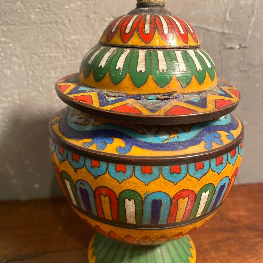 B .七宝焼き 蓋付き容器 仏教 コレクション ヴィンテージ オブジェ